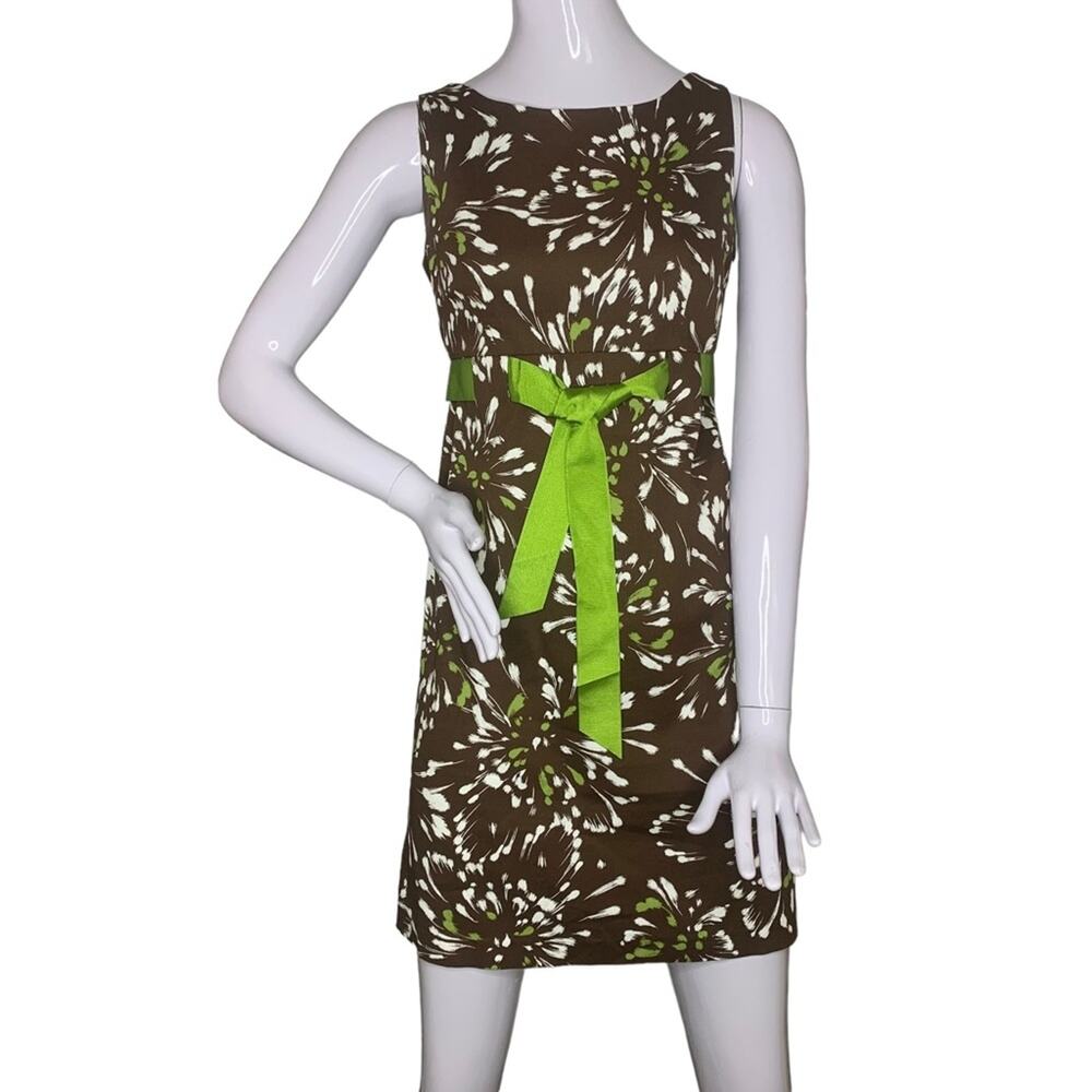 Kim Rogers Bodycon Dress size 8P Brown And Green Floral Print